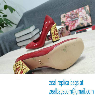 Dolce  &  Gabbana Logo Heel 10.5cm Patent leather Pumps Red 2022